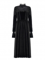 Black Gothic Vintage Lace Collar Velvet Long Sleeve Dress