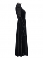 Black Gothic Vintage Lace Collar Velvet Long Sleeve Dress
