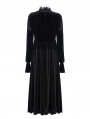 Black Gothic Vintage Lace Collar Velvet Long Sleeve Dress