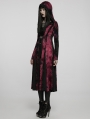 Black and Red Gothic Dark Wizard Long Hooded Coat for Women