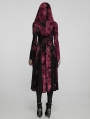 Black and Red Gothic Dark Wizard Long Hooded Coat for Women