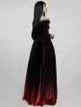 Black and Red Gothic Victorian Off-the-Shoulder Velvet Ball Gown