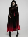 Black and Red Gothic Velvet Gorgeous Long Gradient Cloak for Women