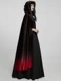 Black and Red Gothic Velvet Gorgeous Long Gradient Cloak for Women