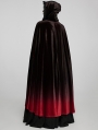 Black and Red Gothic Velvet Gorgeous Long Gradient Cloak for Women