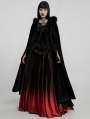 Black Gothic Faux Rabbit Fur Long Cloak for Women