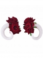 Red Rose Black Horn Lolita Gothic Hairpin