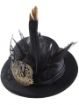 Black Steampunk Retro Gear Gothic Feather Hat Headdress