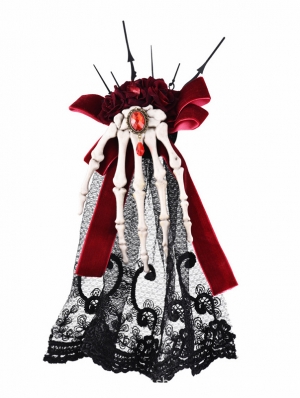 Black Gothic Steampunk Pointer Flower Skeleton Headdress