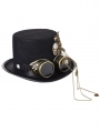 Black Unisex Steampunk Halloween Costume Hat with Goggles