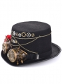 Black Gothic Goggle Gears Rose Unisex Steampunk Top Hat