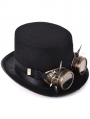 Black Vintage Unisex Halloween Party Rivet Goggles Steampunk Top Hat