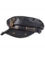 Black Gothic Retro PU Leather Steampunk Newsboy Flat Cap