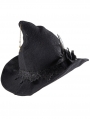 Black Gothic Rose Feather Gear Steampunk Halloween Witch Hat