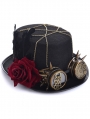 Black and Red Rose Gothic Cross Chain Party Costume Hat