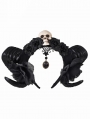 Black Gothic Skull Horn Flower Cosplay Headband