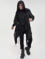 Black Gothic Punk Grunge Irregular Loose Hooded Trench Coat for Men