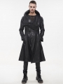 Black Gothic Punk Do Old Style PU Leather Long Coat for Men