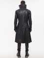 Black Gothic Punk Do Old Style PU Leather Long Coat for Men