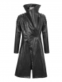 Black Gothic Punk Do Old Style PU Leather Long Coat for Men