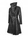 Black Gothic Punk Do Old Style PU Leather Long Coat for Men