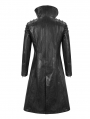 Black Gothic Punk Do Old Style PU Leather Long Coat for Men