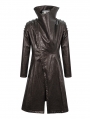 Bronze Gothic Punk Do Old Style PU Leather Long Coat for Men