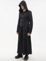 Black Gothic Punk Rivet Long Hooded Coat for Men