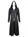 Black Gothic Punk Rivet Long Hooded Coat for Men