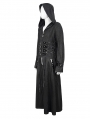 Black Gothic Punk Rivet Long Hooded Coat for Men