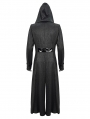 Black Gothic Punk Rivet Long Hooded Coat for Men