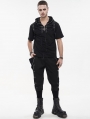 Black Gothic Punk Fashion Loose Chain Long Cargo Pants for Men