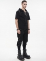 Black Gothic Punk Fashion Loose Chain Long Cargo Pants for Men