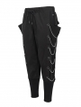 Black Gothic Punk Fashion Loose Chain Long Cargo Pants for Men