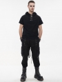 Black Gothic Punk Casual Rivet Hoop Long Cargo Pants for Men