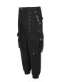 Black Gothic Punk Casual Rivet Hoop Long Cargo Pants for Men