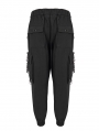 Black Gothic Punk Casual Rivet Hoop Long Cargo Pants for Men