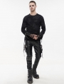 Black Gothic Punk Rock PU Leather Long Pants for Men