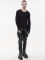 Black Gothic Punk Rock PU Leather Long Pants for Men