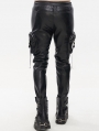 Black Gothic Punk Rock PU Leather Long Pants for Men