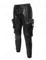 Black Gothic Punk Rock PU Leather Long Pants for Men