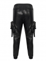 Black Gothic Punk Rock PU Leather Long Pants for Men