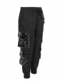 Black Gothic Punk Street Style Long Cargo Pants for Men