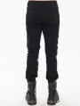 Black and Red Gothic Punk Ripped Pattern Slim Fit Long Trousers for Men