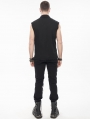 Black and Red Gothic Punk Unedged Sleeveless Shirt for Men