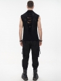 Black Gothic Punk Rock Ripped Sleeveless Shirt for Men