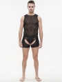 Black Gothic Sexy Lingerie Hollow Out Underwear for Men