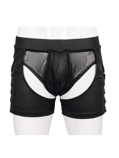 Black Gothic Sexy Lingerie Hollow Out Underwear for Men 