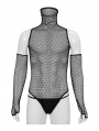 Black Gothic Mesh Sexy Top with Detachable Sleeves for Men