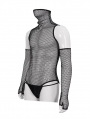 Black Gothic Mesh Sexy Top with Detachable Sleeves for Men